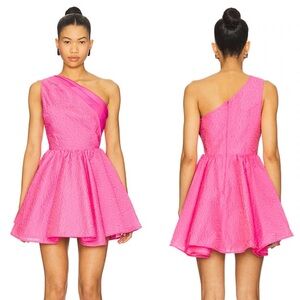 NEW NWT Sau Lee Jo One Shoulder Jacquard Dress In Fuchsia Pink